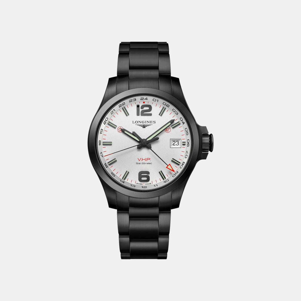 Conquest V.H.P. GMT Men Quartz Silver Dial Analog Stainless Steel Watch L37182766