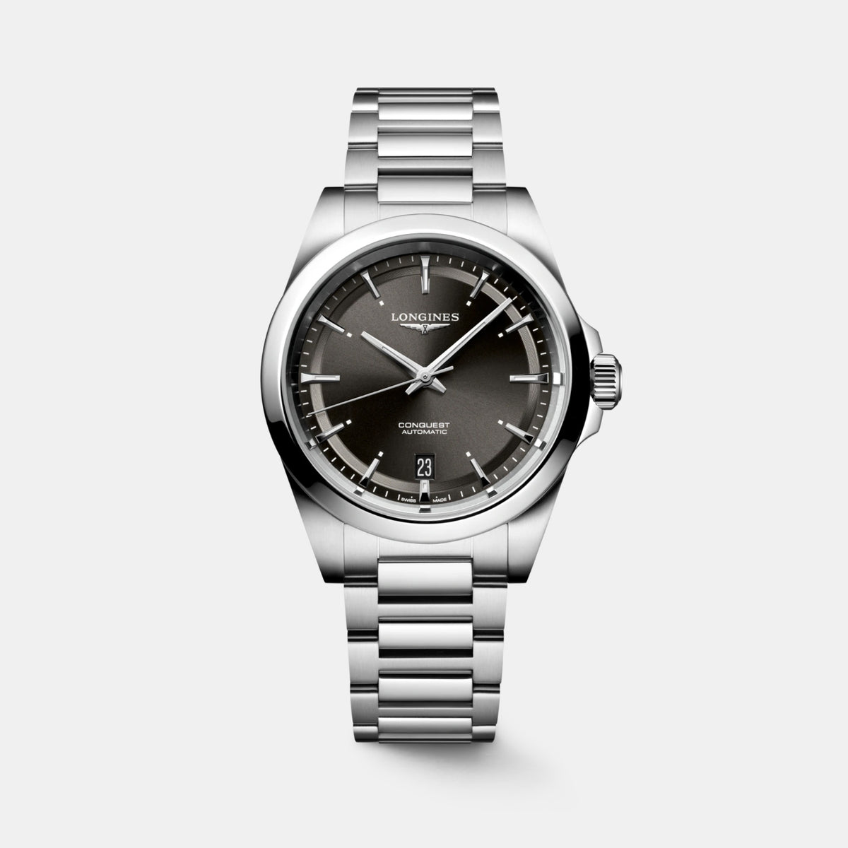 Conquest Men Automatic Black Dial Analog Stainless Steel Watch L37204526