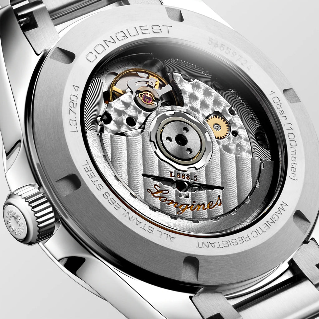 Conquest Men Automatic Black Dial Analog Stainless Steel Watch L37204526