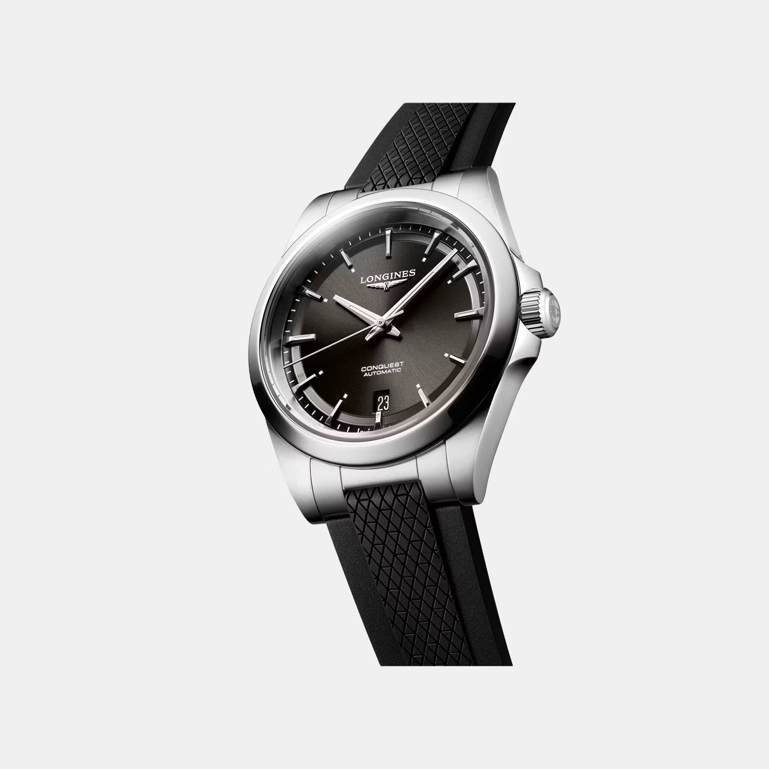 Conquest Men Automatic Black Dial Analog Rubber Watch L37204529