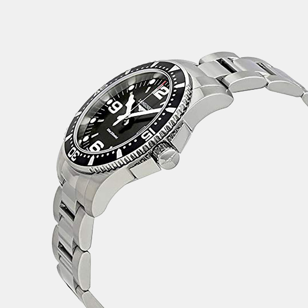 Conquest Men Quartz Black Dial Analog Stainless Steel Watch L37404566