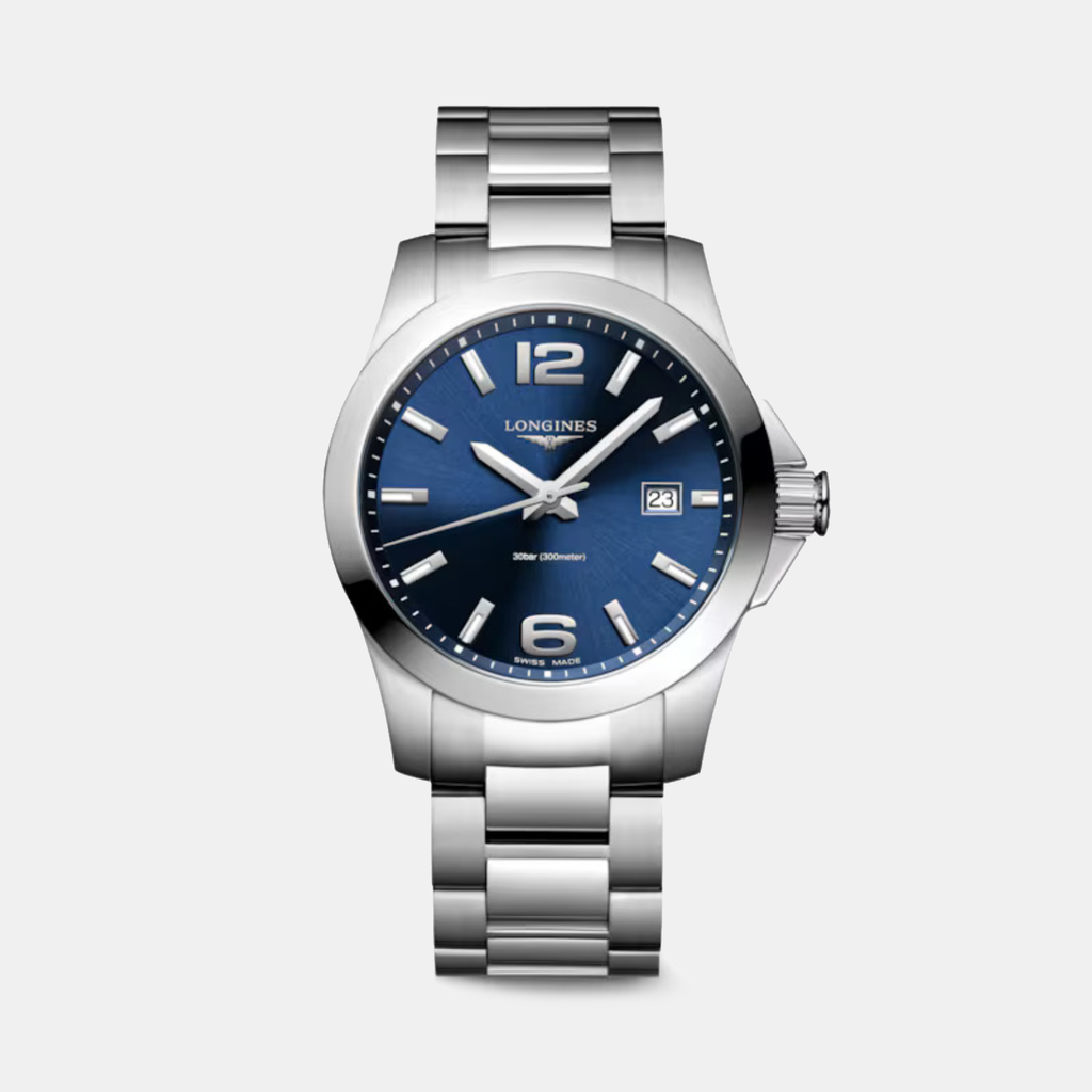 Conquest Heritage Men Quartz Blue Dial Analog Stainless Steel Watch L37594966