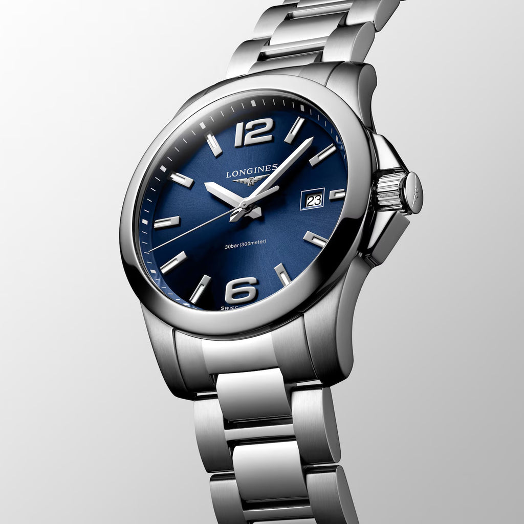Conquest Heritage Men Quartz Blue Dial Analog Stainless Steel Watch L37594966