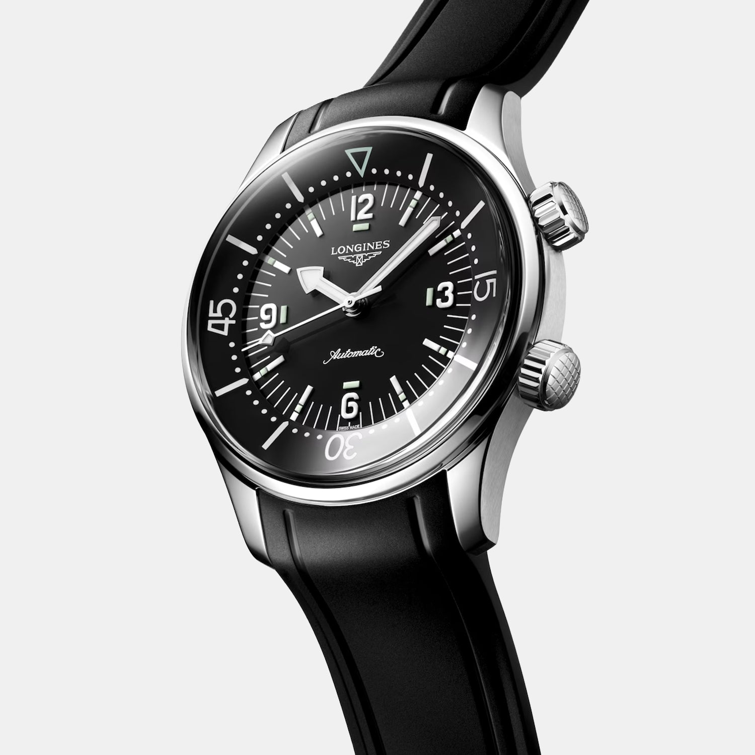 Men Automatic Black Dial Analog Rubber Watch L37644509