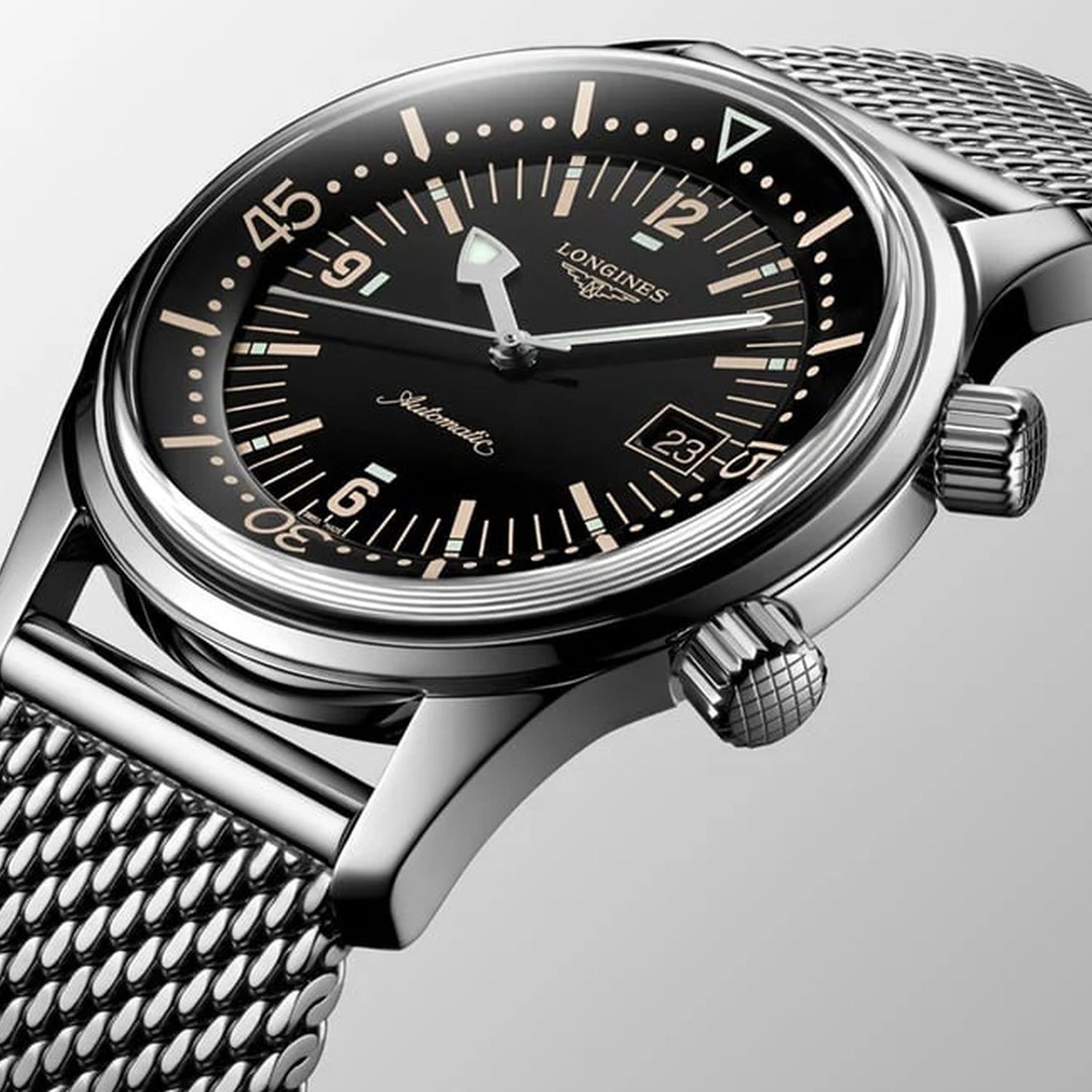 Legend Diver Men Automatic Black Dial Analog Stainless Steel Watch L37744506