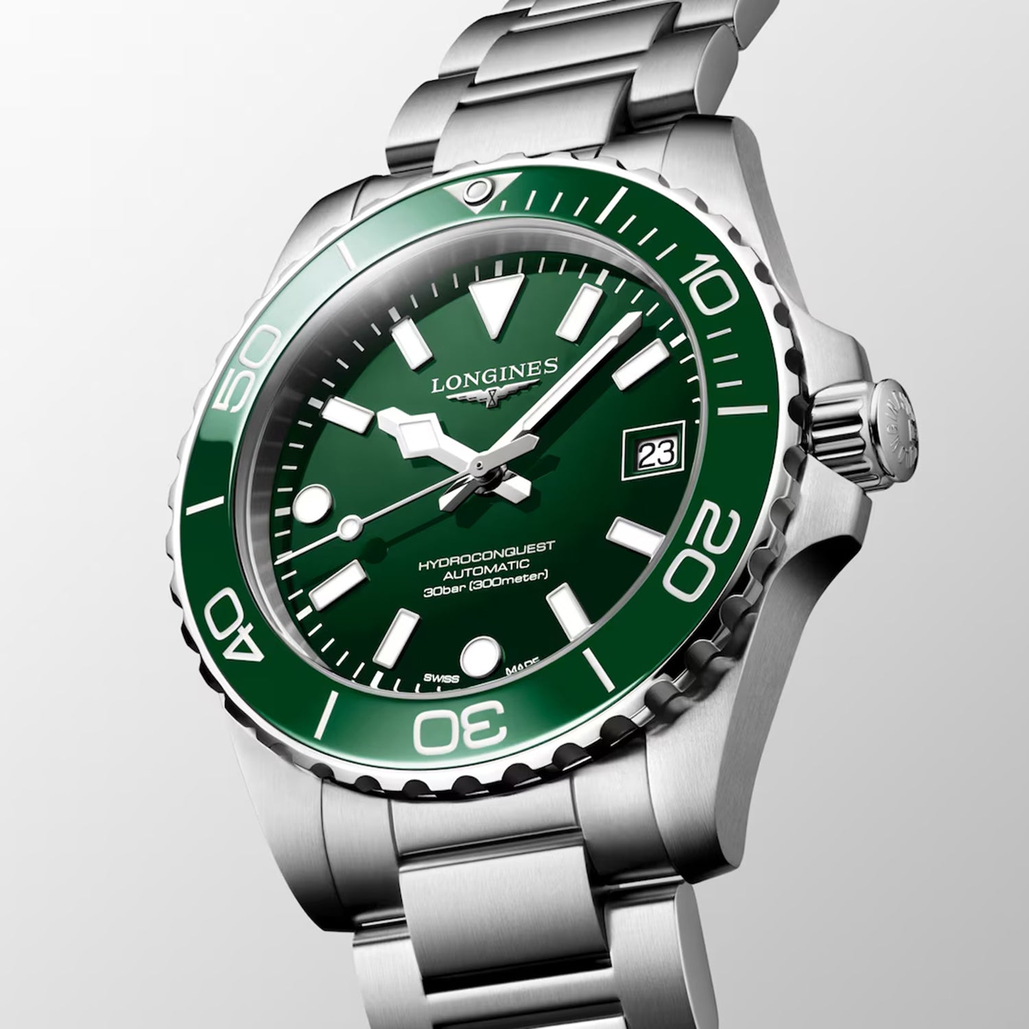 Hydroconquest Women Automatic Green Dial Analog Stainless Steel Watch L37794066