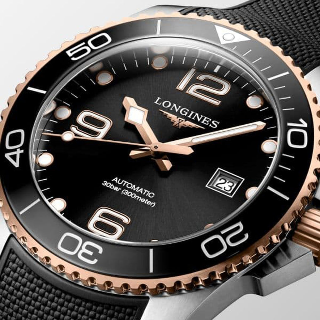 HydroConquest Men Automatic Black Dial Analog Rubber Watch L37823589