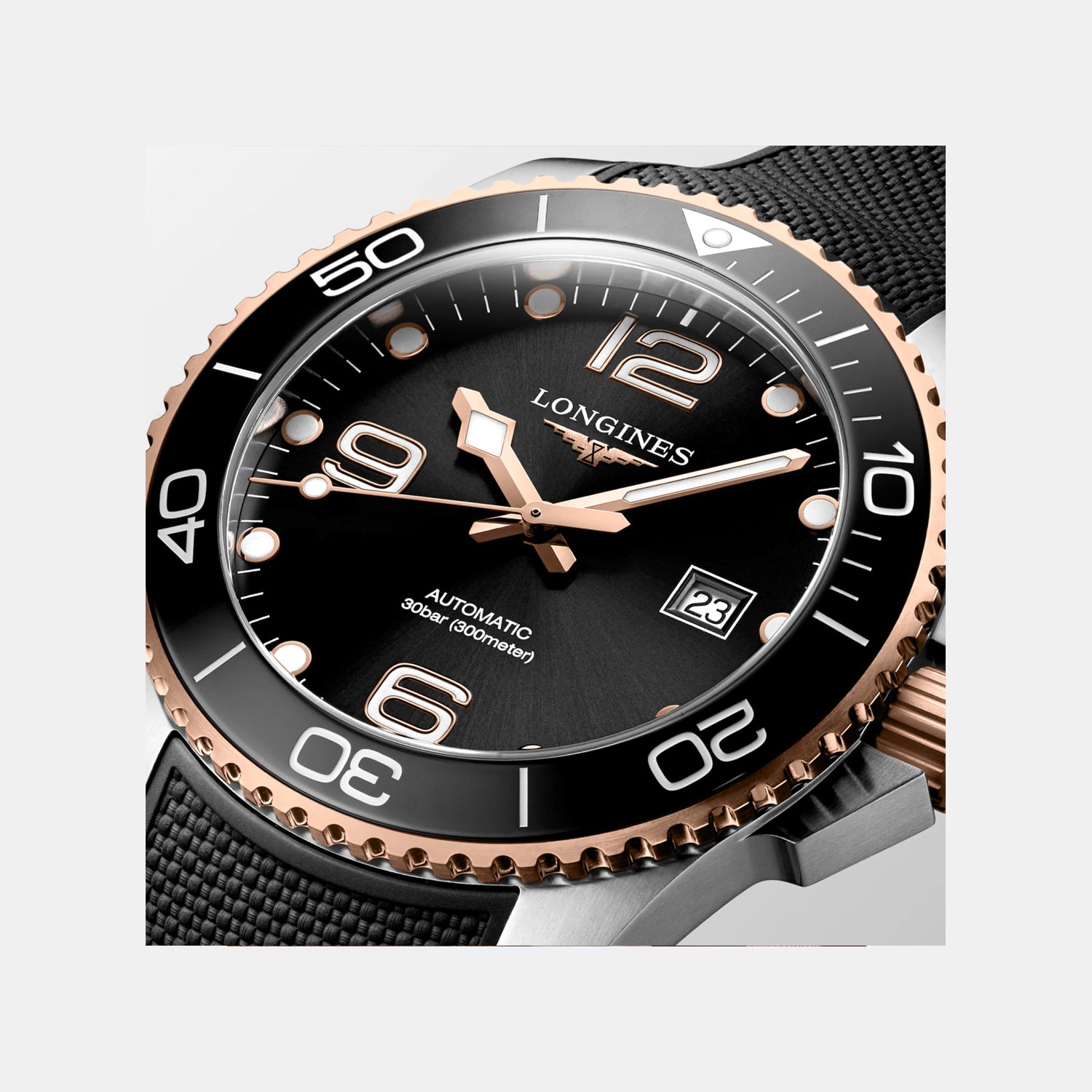 HydroConquest Men Automatic Black Dial Analog Rubber Watch L37823589