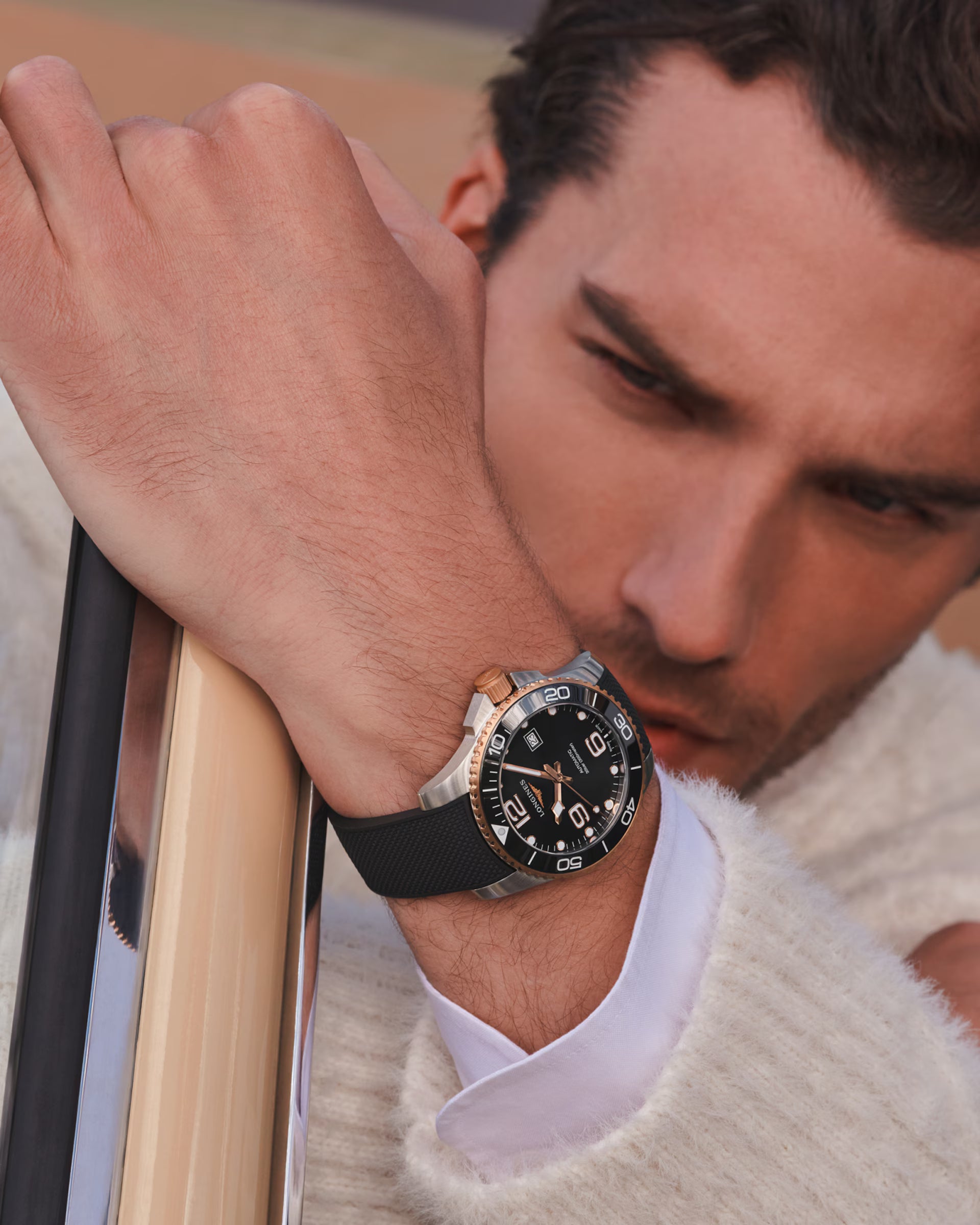 HydroConquest Men Automatic Black Dial Analog Rubber Watch L37823589