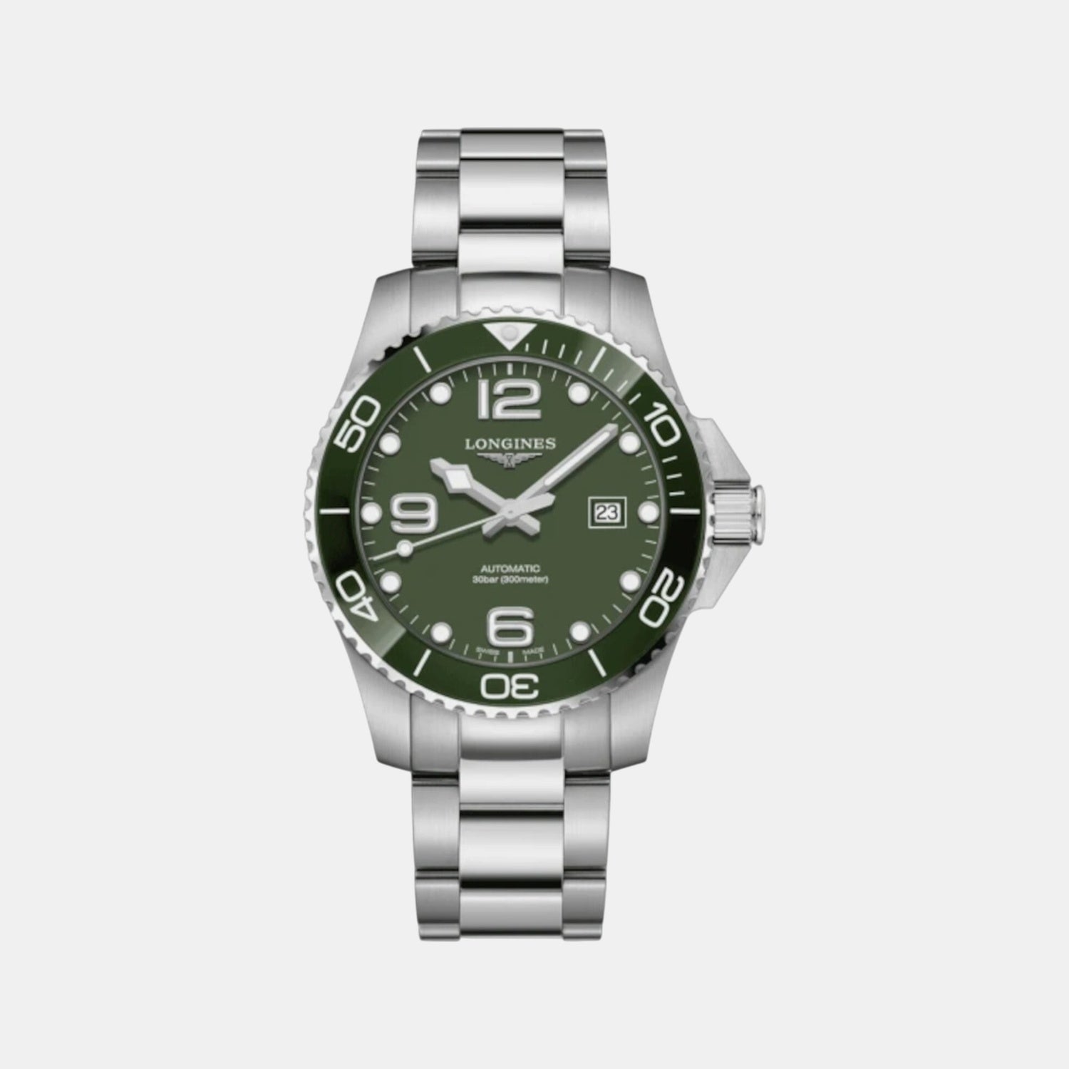 Men Automatic Green Dial Analog Stainless Steel Watch L37824066