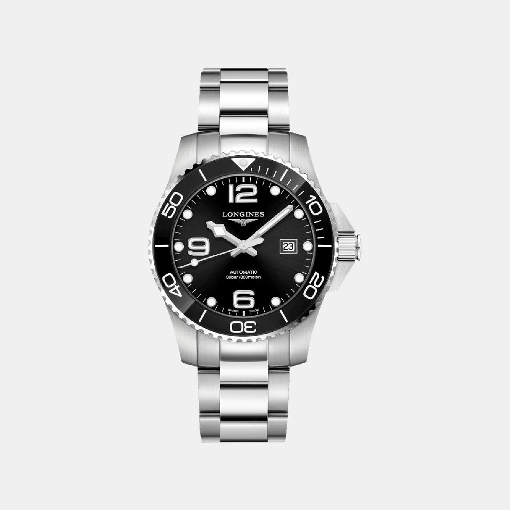 Hydroconquest Men Quartz Black Dial Analog Stainless Steel Watch L37824566