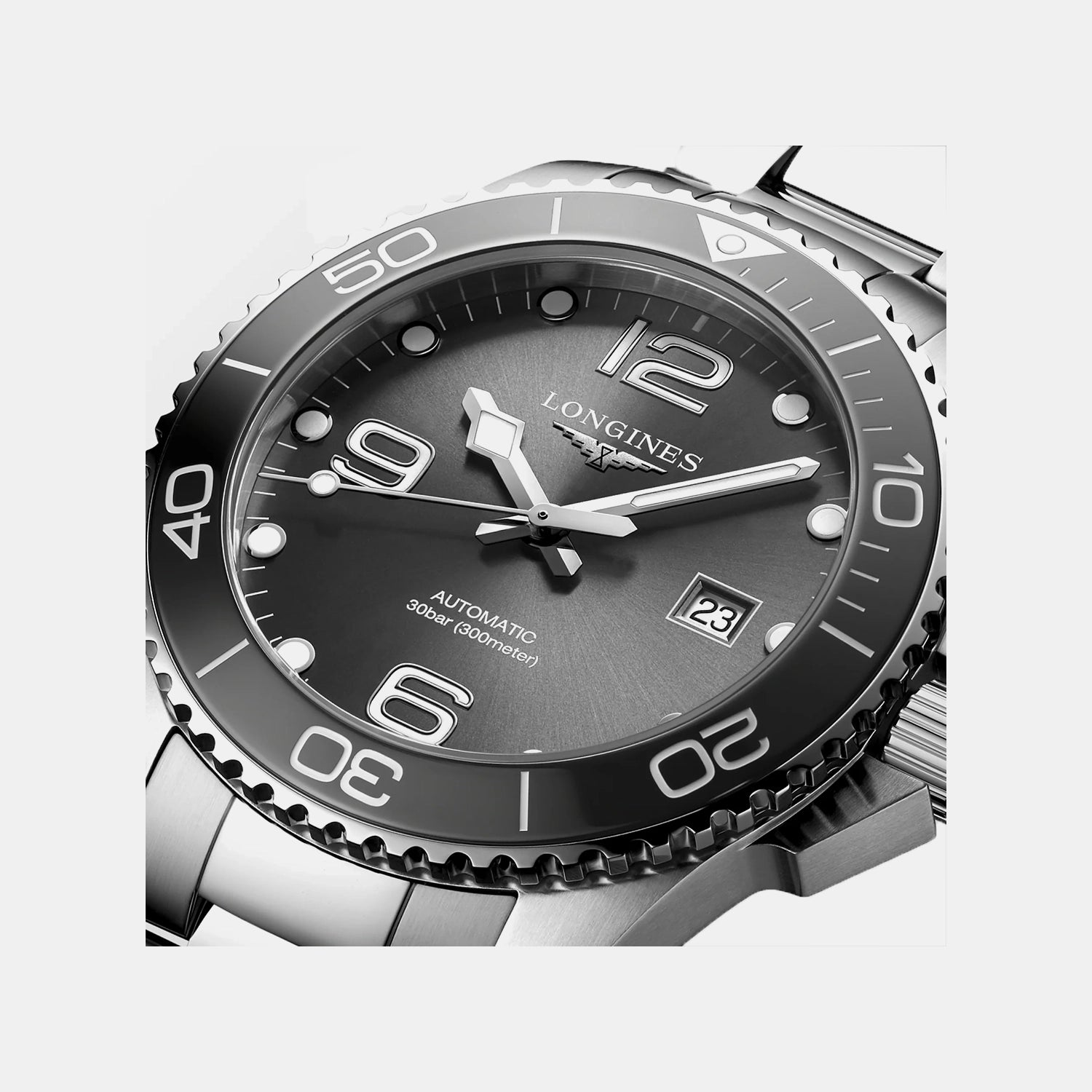 Hydroconquest Men Quartz Grey Dial Analog Stainless Steel Watch L37824766