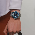 Men Automatic Blue Dial Analog Stainless Steel Watch L37824966