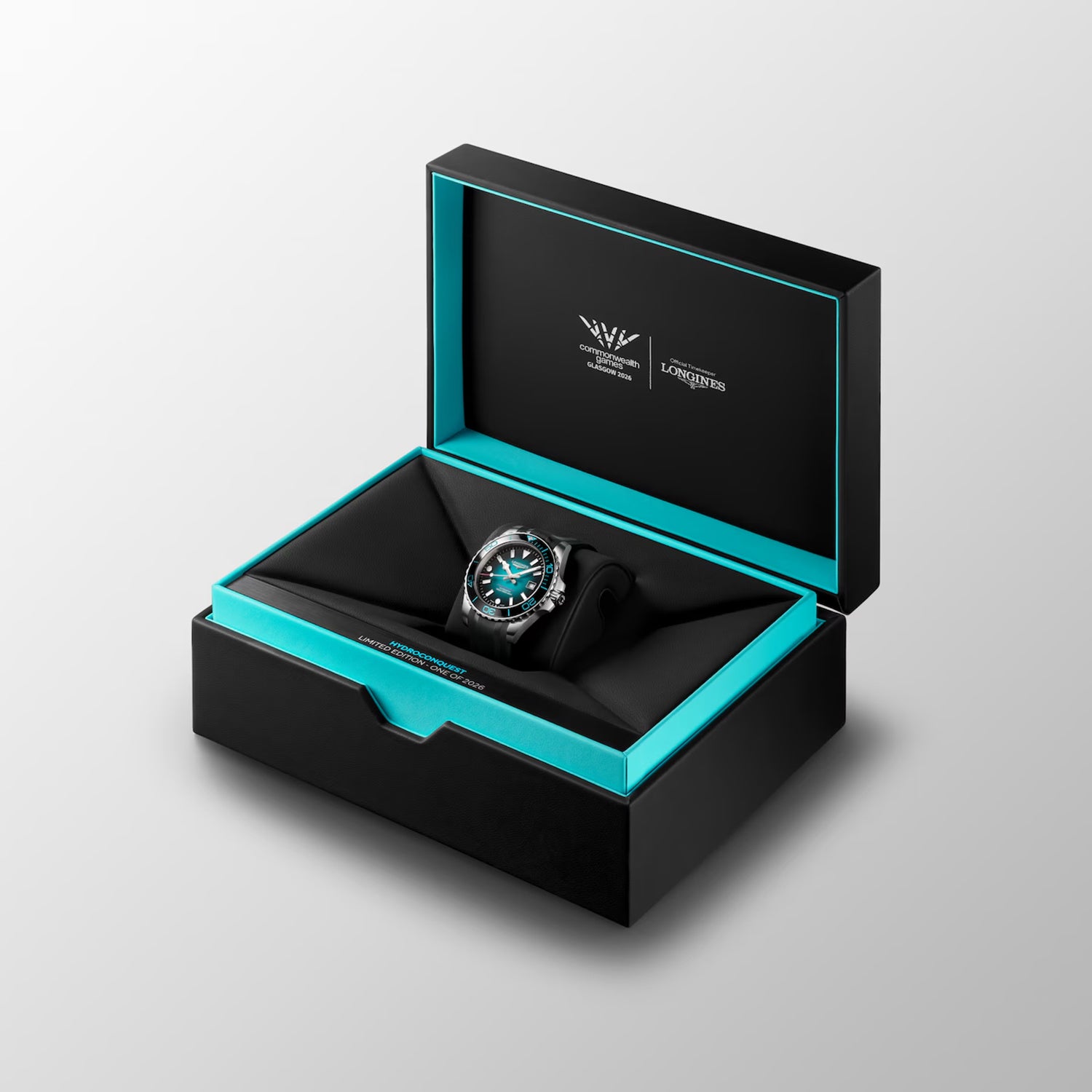 HydroConquest 2026 Commonwealth Games Men Automatic Teal Dial Analog Silicone Watch L37884099