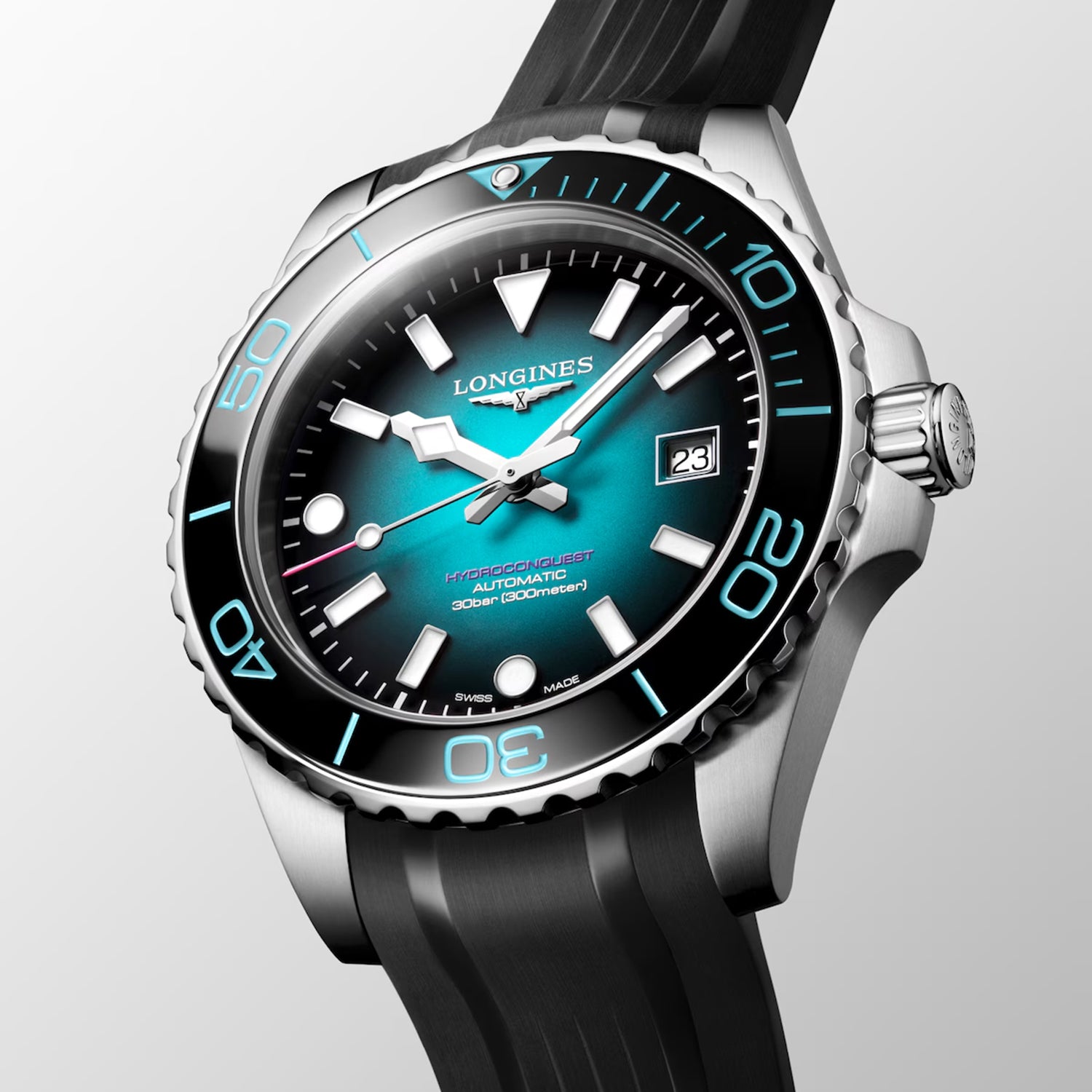 HydroConquest 2026 Commonwealth Games Men Automatic Teal Dial Analog Silicone Watch L37884099