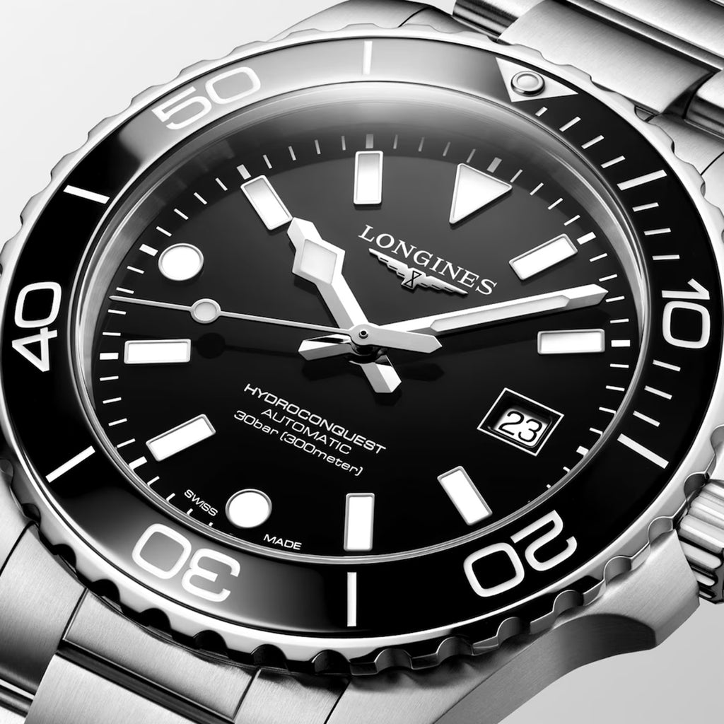 Hydroconquest Men Automatic Black Dial Analog Stainless Steel Watch L37884566
