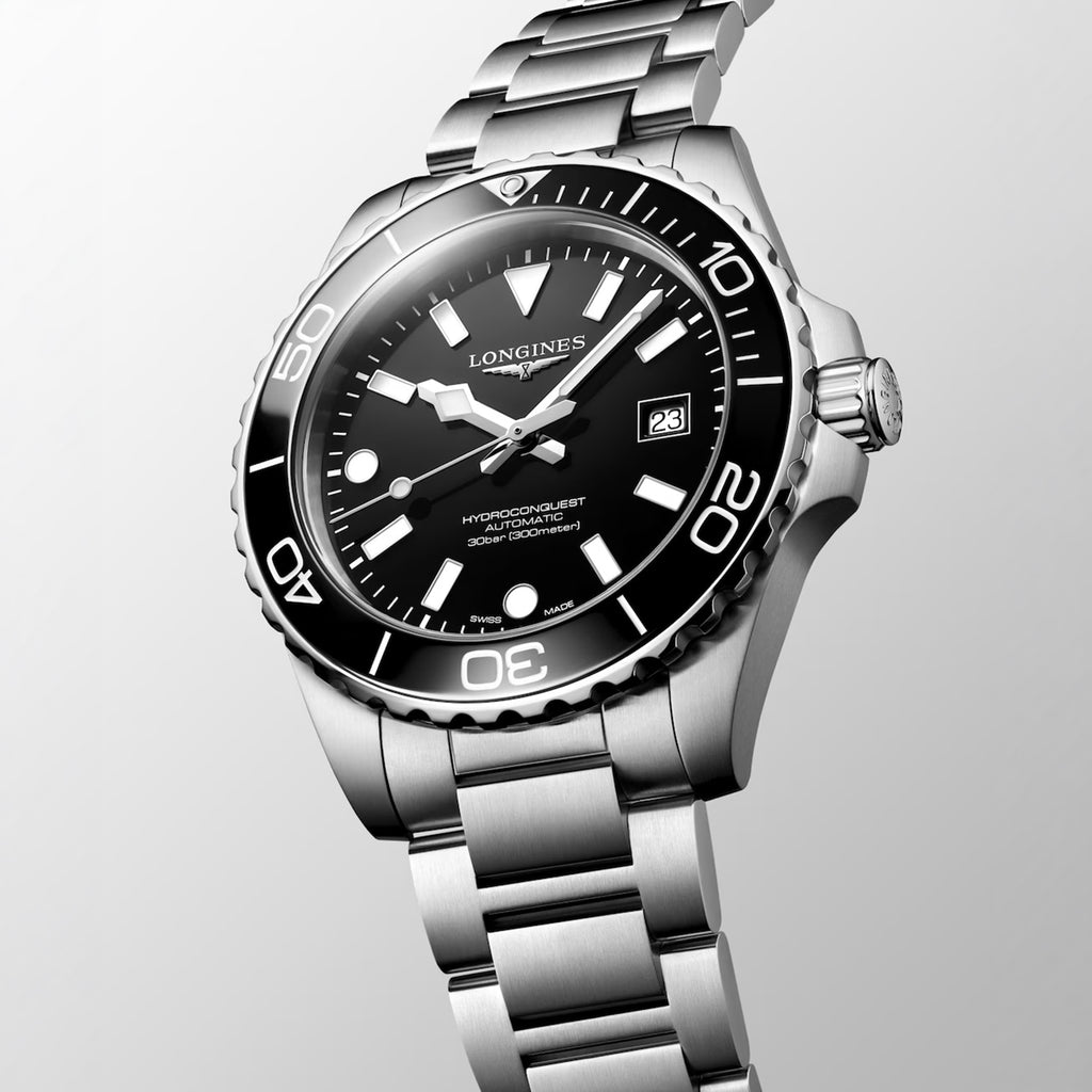 Hydroconquest Men Automatic Black Dial Analog Stainless Steel Watch L37884566