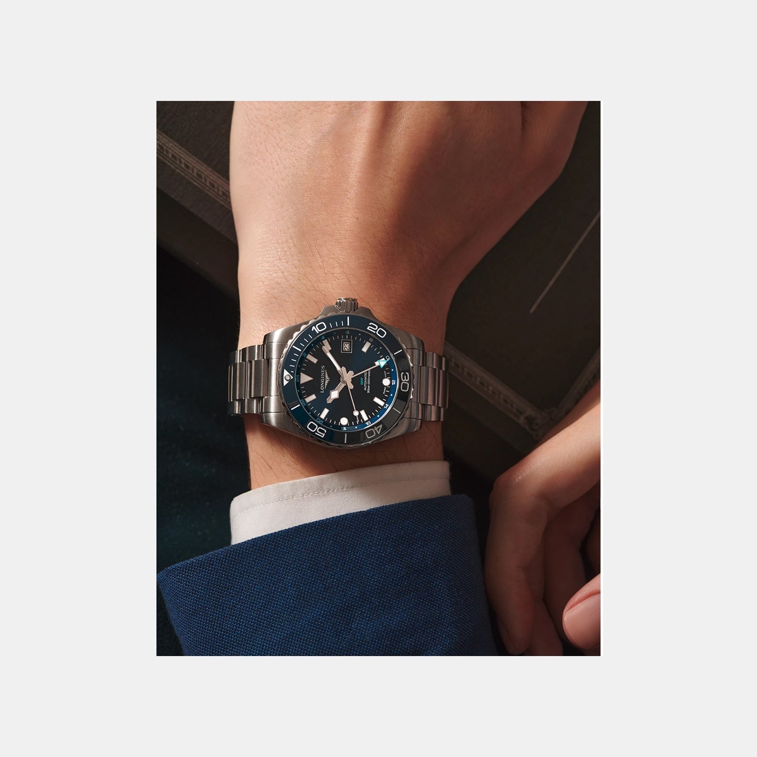 HydroConquest GMT Men Automatic Blue Dial Analog Stainless Steel Watch L37904966