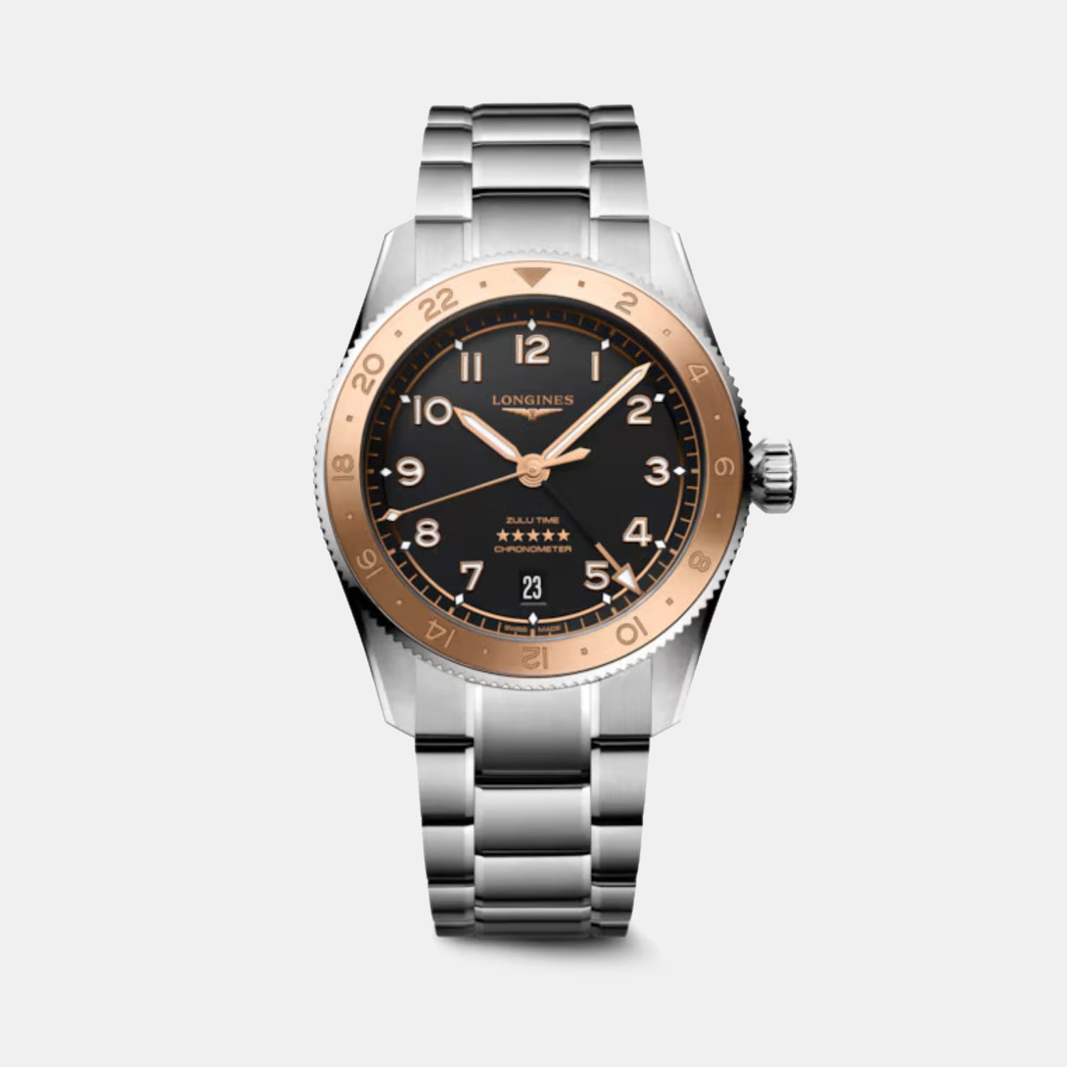 Spirit Zulu Time 1925 Men Automatic Black Dial Analog Stainless Steel Watch L38035536