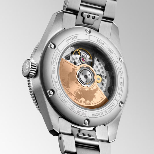 Spirit Zulu Time 1925 Men Automatic Black Dial Analog Stainless Steel Watch L38035536