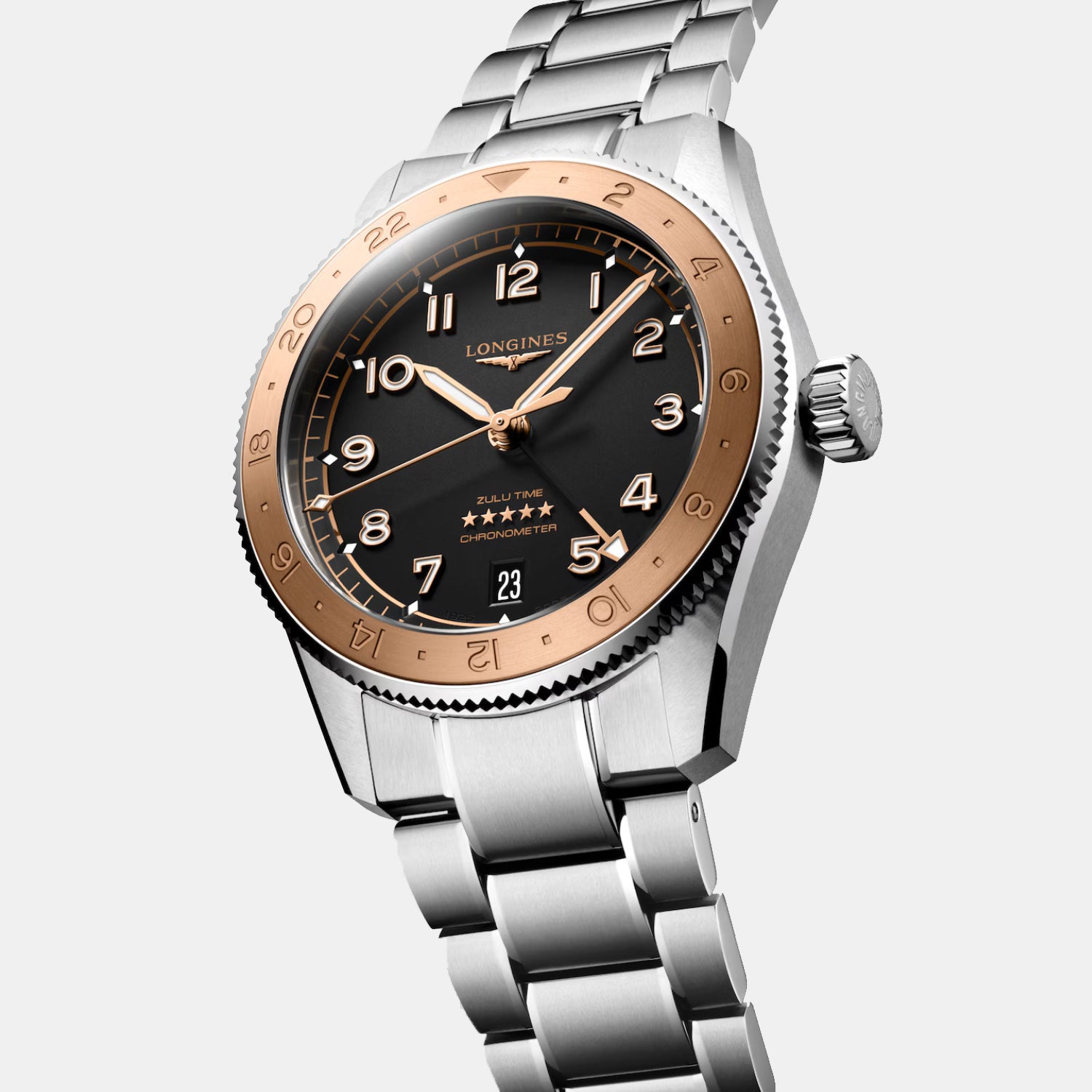 Spirit Zulu Time 1925 Men Automatic Black Dial Analog Stainless Steel Watch L38035536