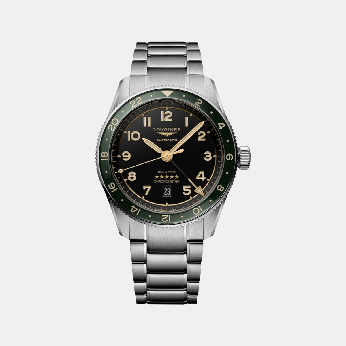 Zulu Time Men Automatic Grey Dial Analog Stainless Steel Watch L38124636