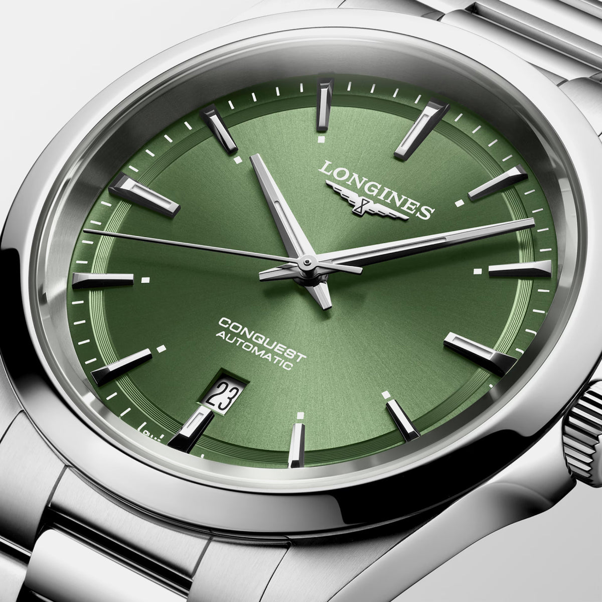 Conquest Men Automatic Green Dial Analog Stainless Steel Watch L38304026