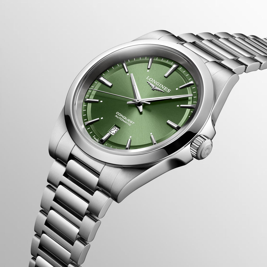 Conquest Men Automatic Green Dial Analog Stainless Steel Watch L38304026