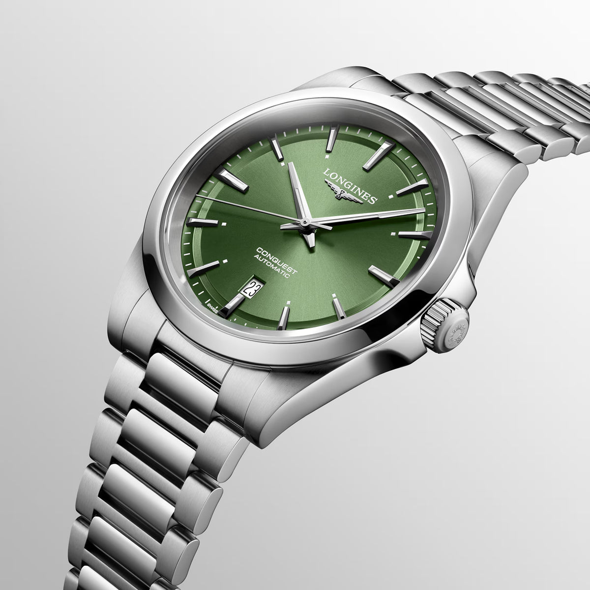 Conquest Men Automatic Green Dial Analog Stainless Steel Watch L38304026