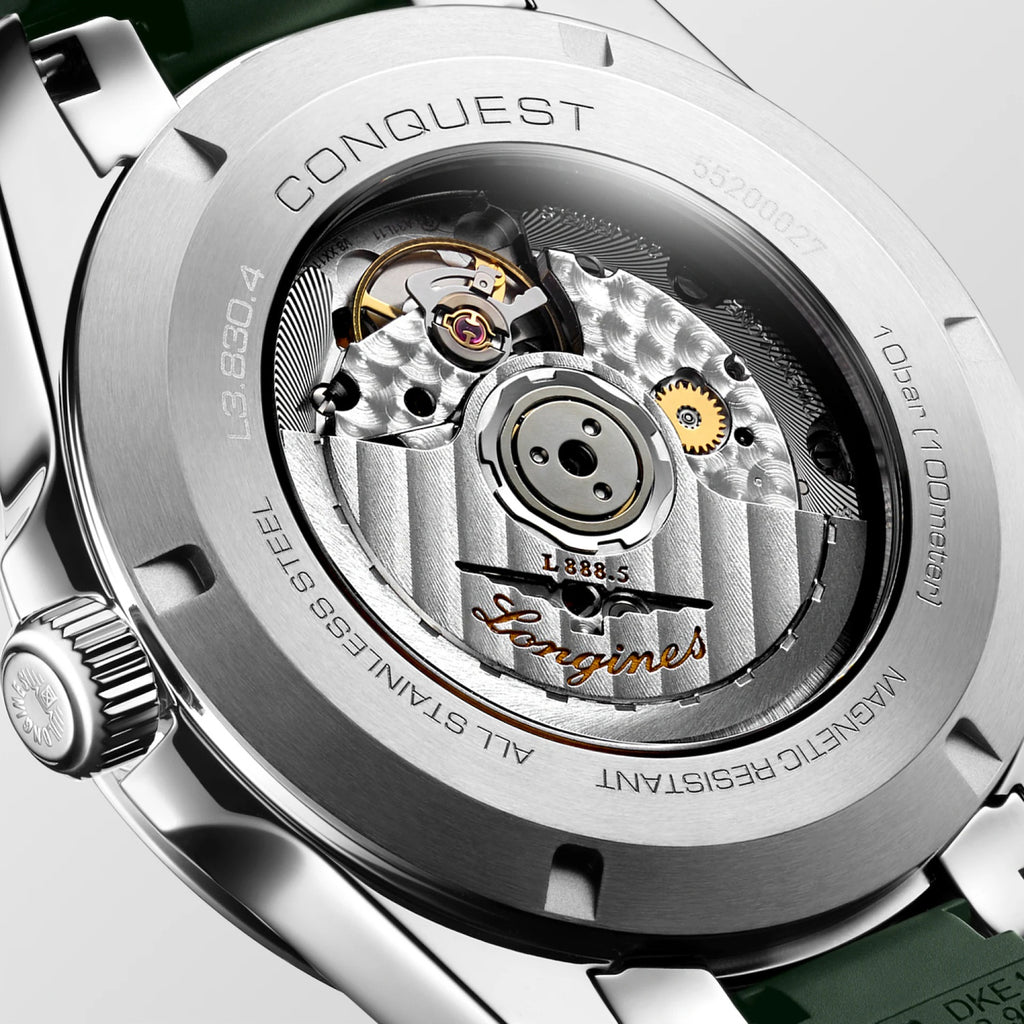 Conquest Men Automatic Green Dial Analog Rubber Watch L38304029