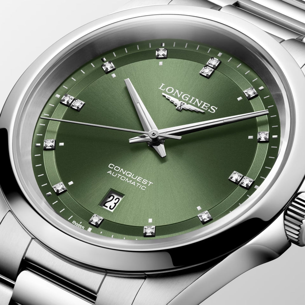 Conquest Men Automatic Green Dial Analog Stainless Steel Watch L38304076