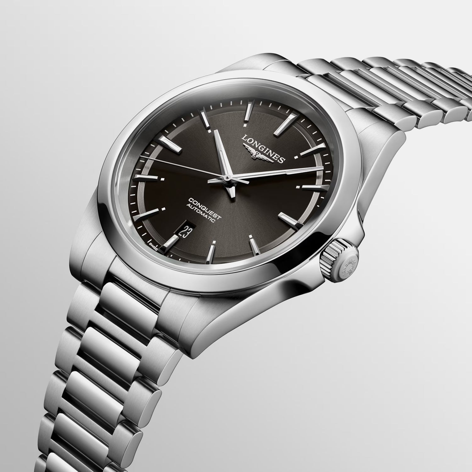 Men Automatic Grey Dial Analog Stainless Steel Watch L38304526