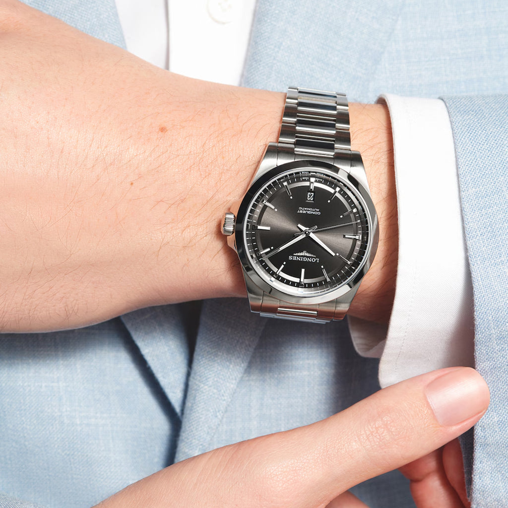 Men Automatic Grey Dial Analog Stainless Steel Watch L38304526