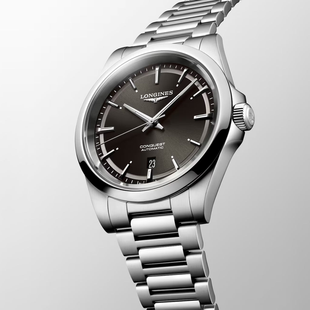 Men Automatic Grey Dial Analog Stainless Steel Watch L38304526