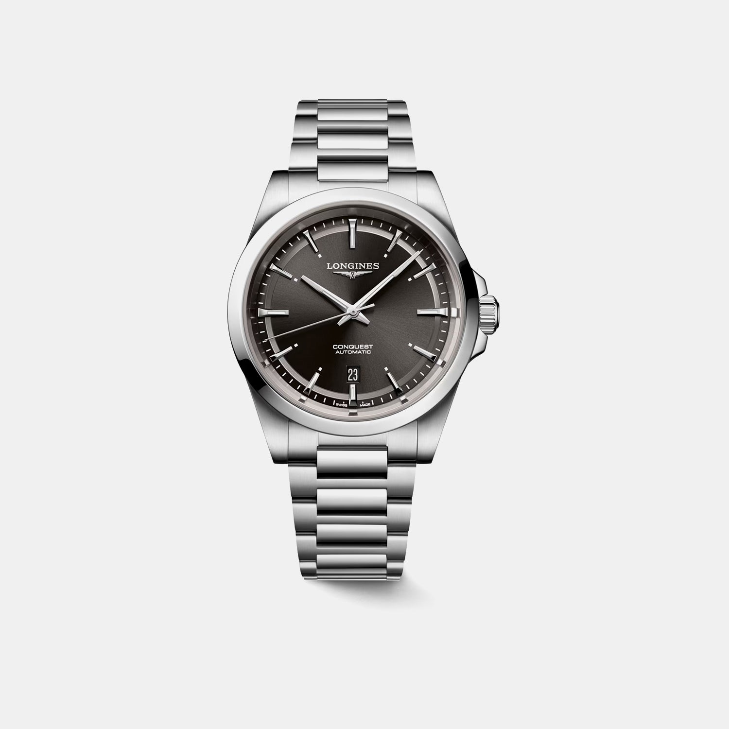 Men Automatic Grey Dial Analog Stainless Steel Watch L38304526