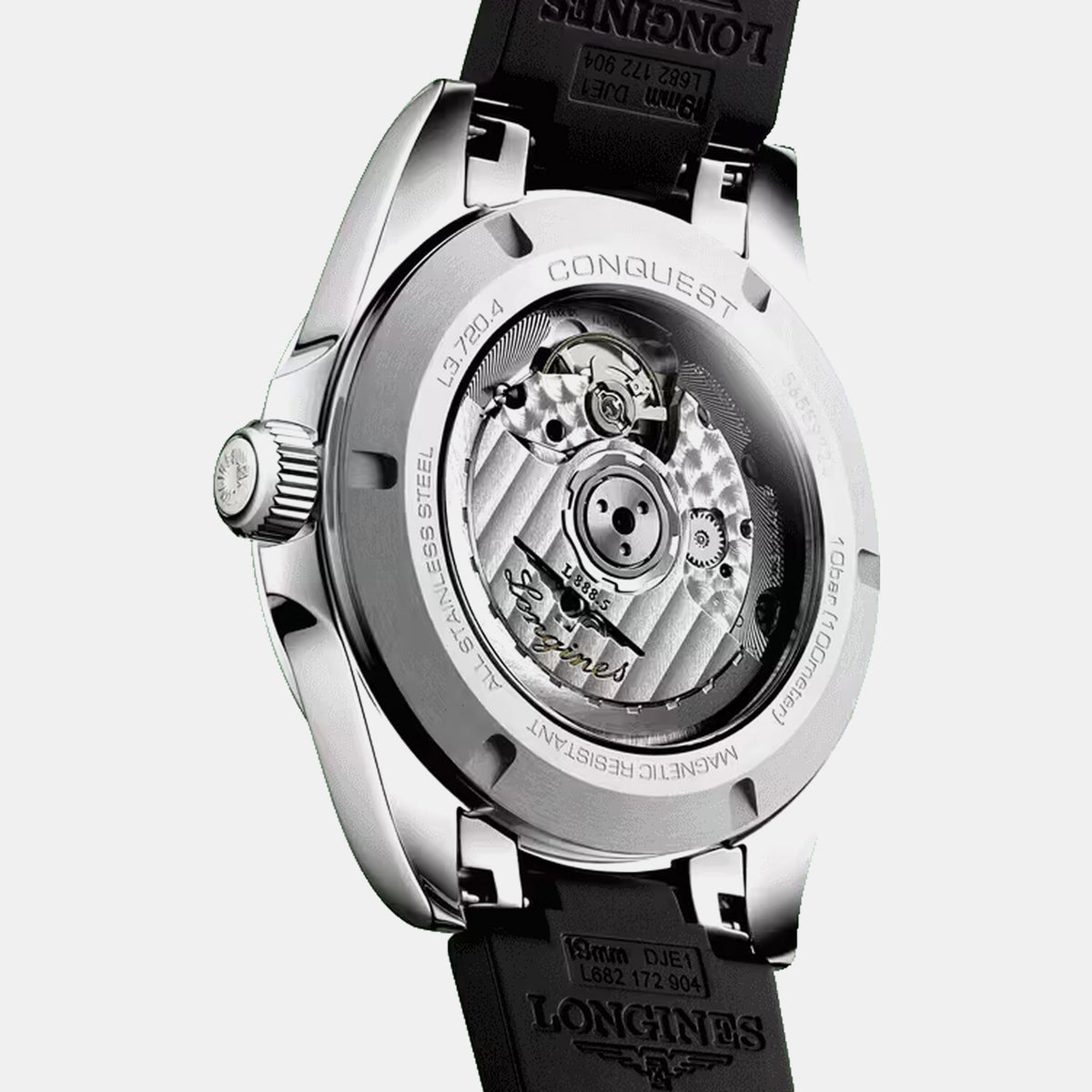 Conquest Men Automatic Black Dial Analog Rubber Watch L38304529