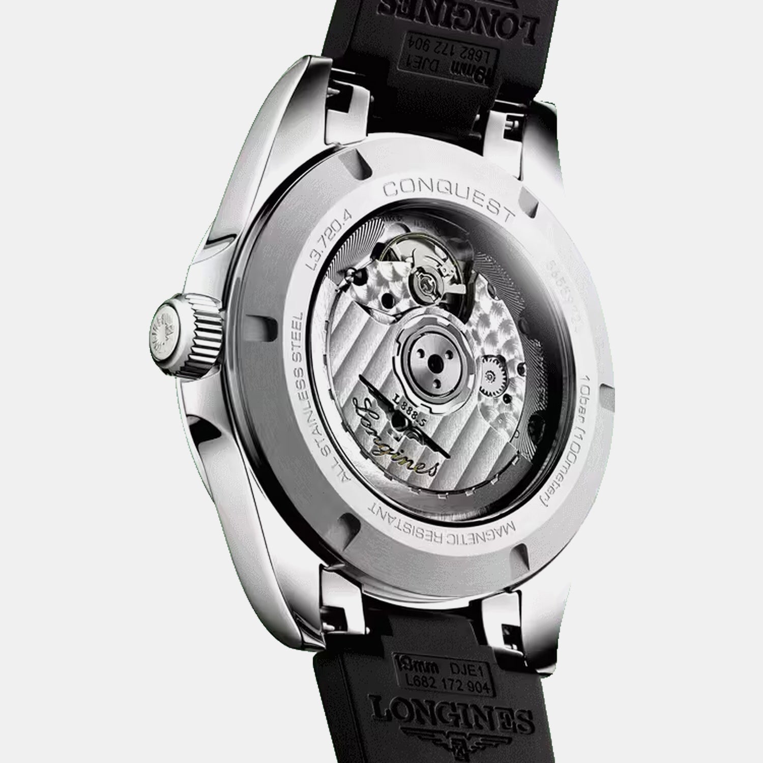 Conquest Men Automatic Black Dial Analog Leather Watch L38304529