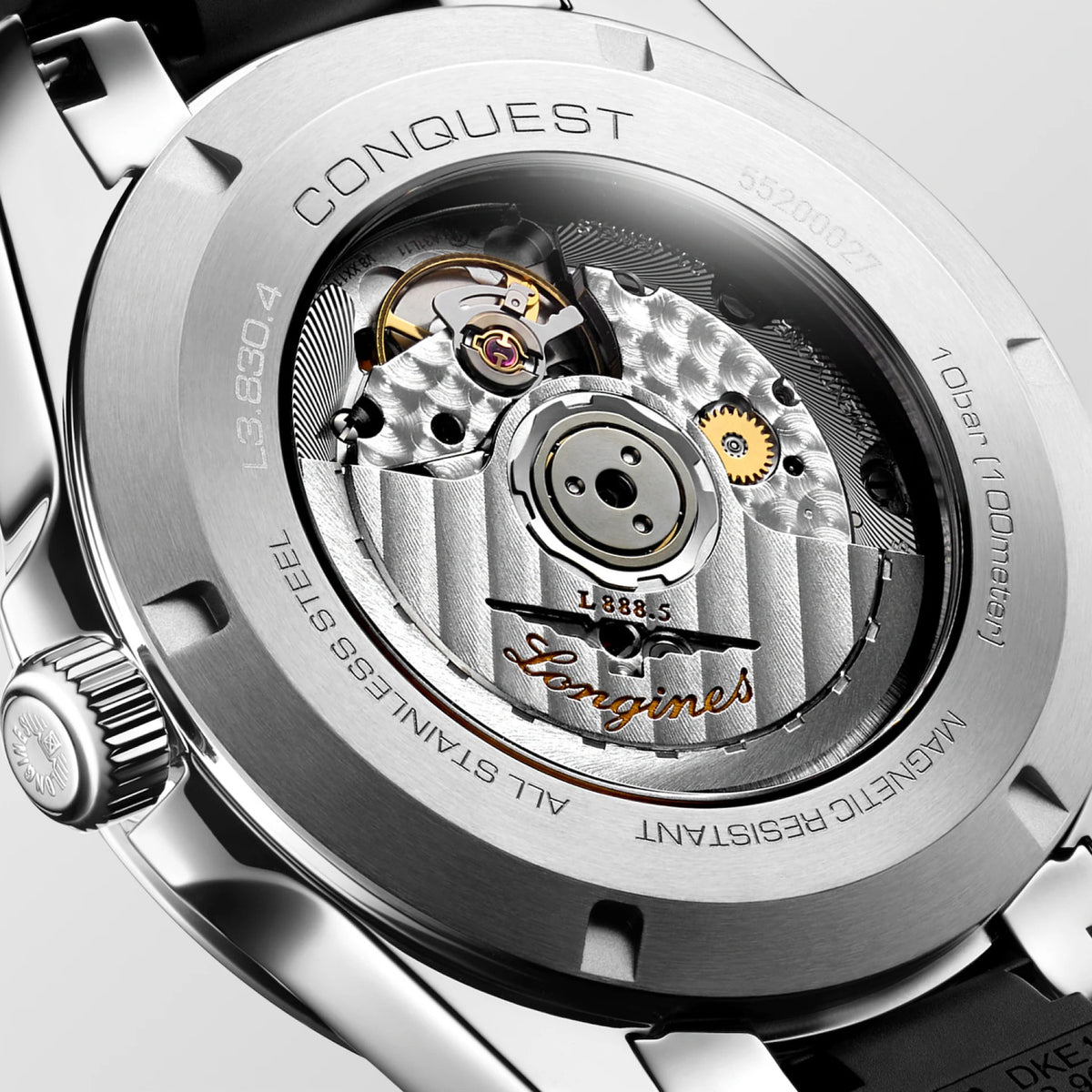Conquest Men Automatic Black Dial Analog Rubber Watch L38304529
