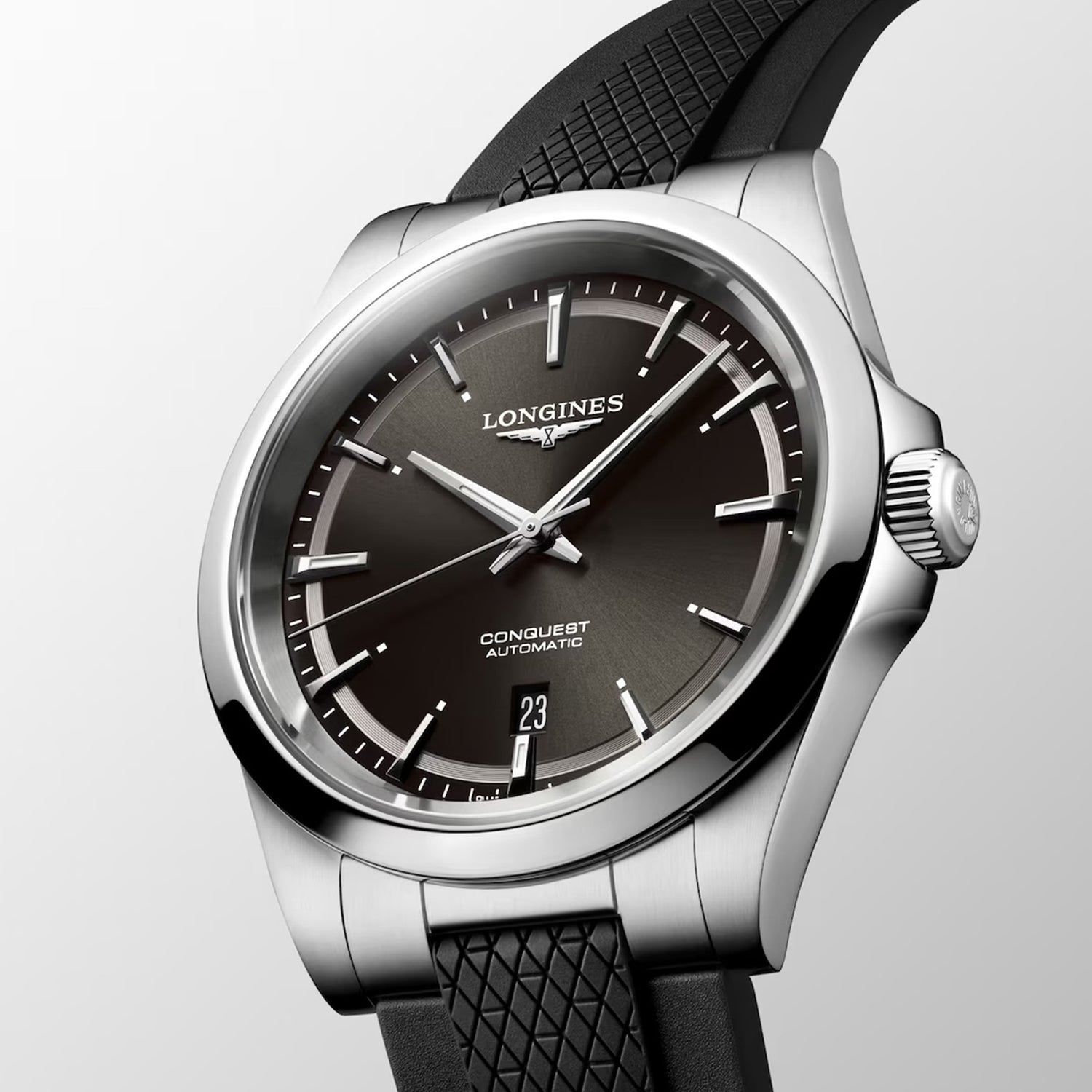 Conquest Men Automatic Black Dial Analog Leather Watch L38304529