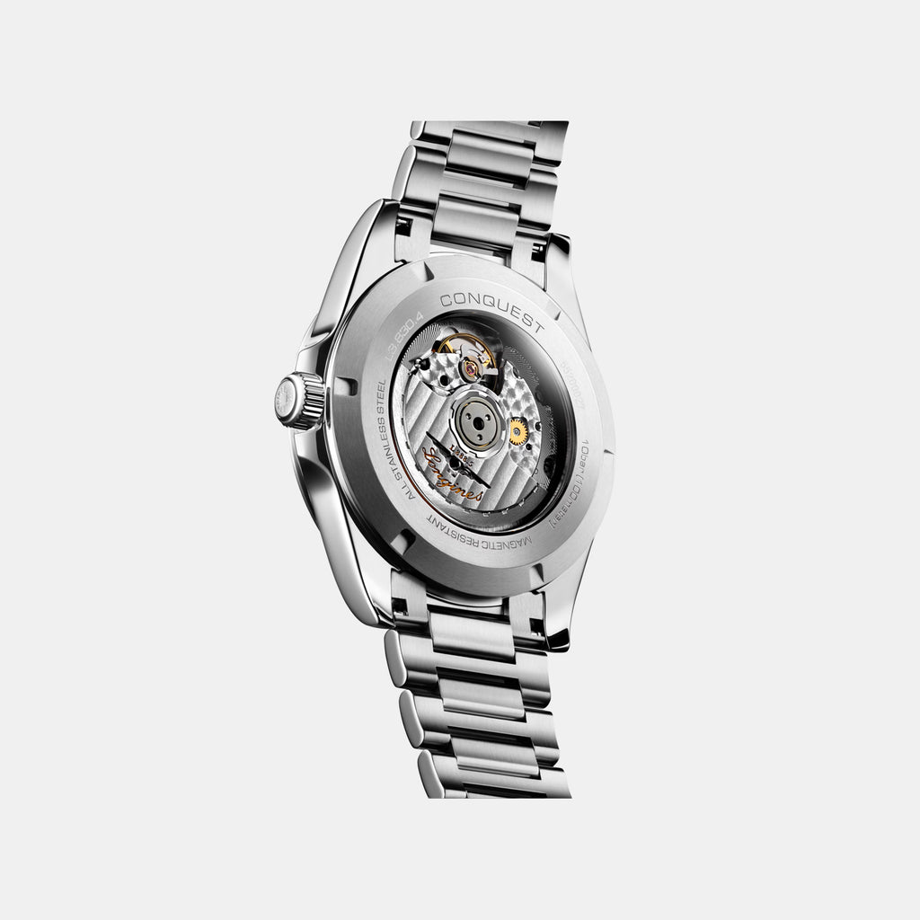 Conquest Men Automatic Black Dial Analog Stainless Steel Watch L38304576