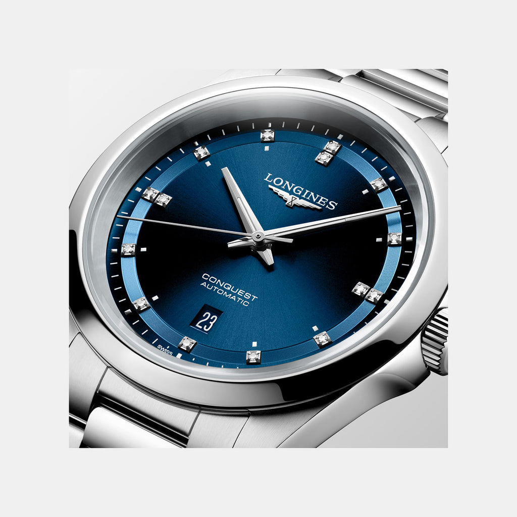 Conquest Men Automatic Blue Dial Analog Stainless Steel Watch L38304976