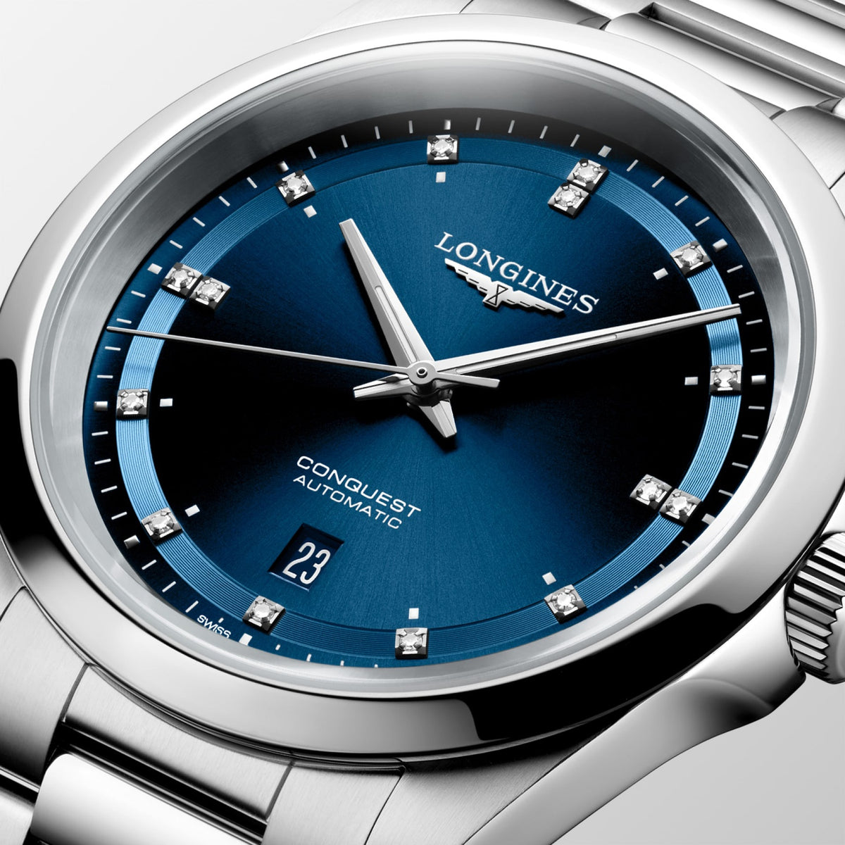 Conquest Men Automatic Blue Dial Analog Stainless Steel Watch L38304976