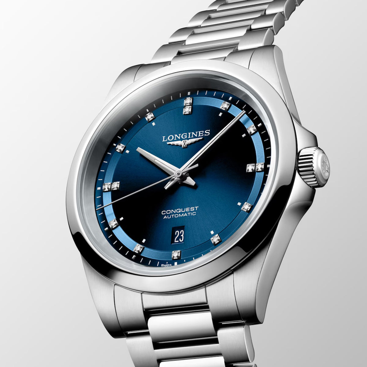 Conquest Men Automatic Blue Dial Analog Stainless Steel Watch L38304976