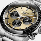 Conquest Men Automatic Gold Dial Analog Stainless Steel Watch L38354326