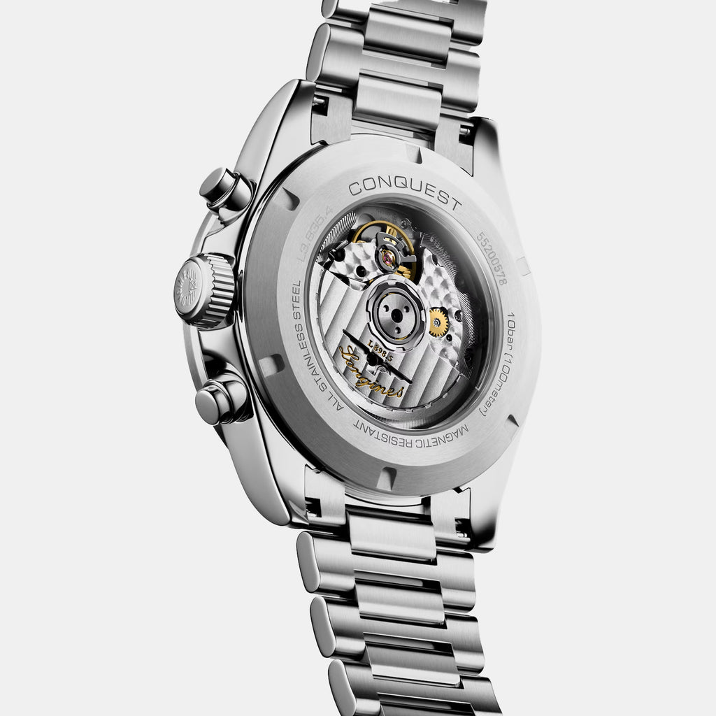 Conquest Men Automatic Gold Dial Analog Stainless Steel Watch L38354326