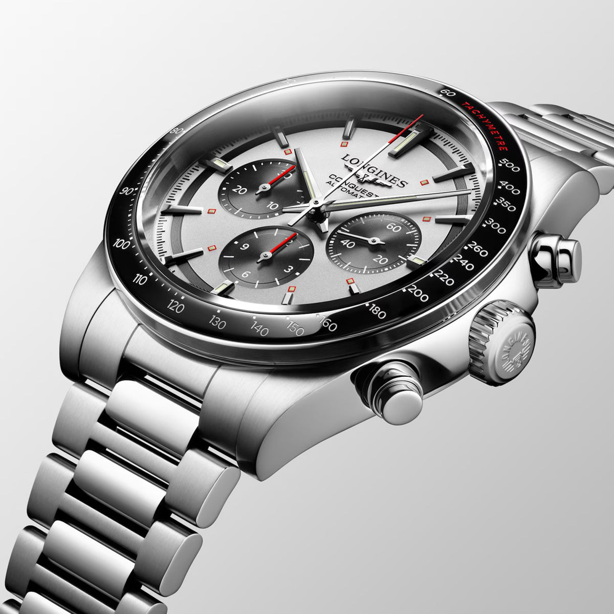 Conquest Men Automatic Silver Dial Chronograph Stainless Steel Watch L38354726