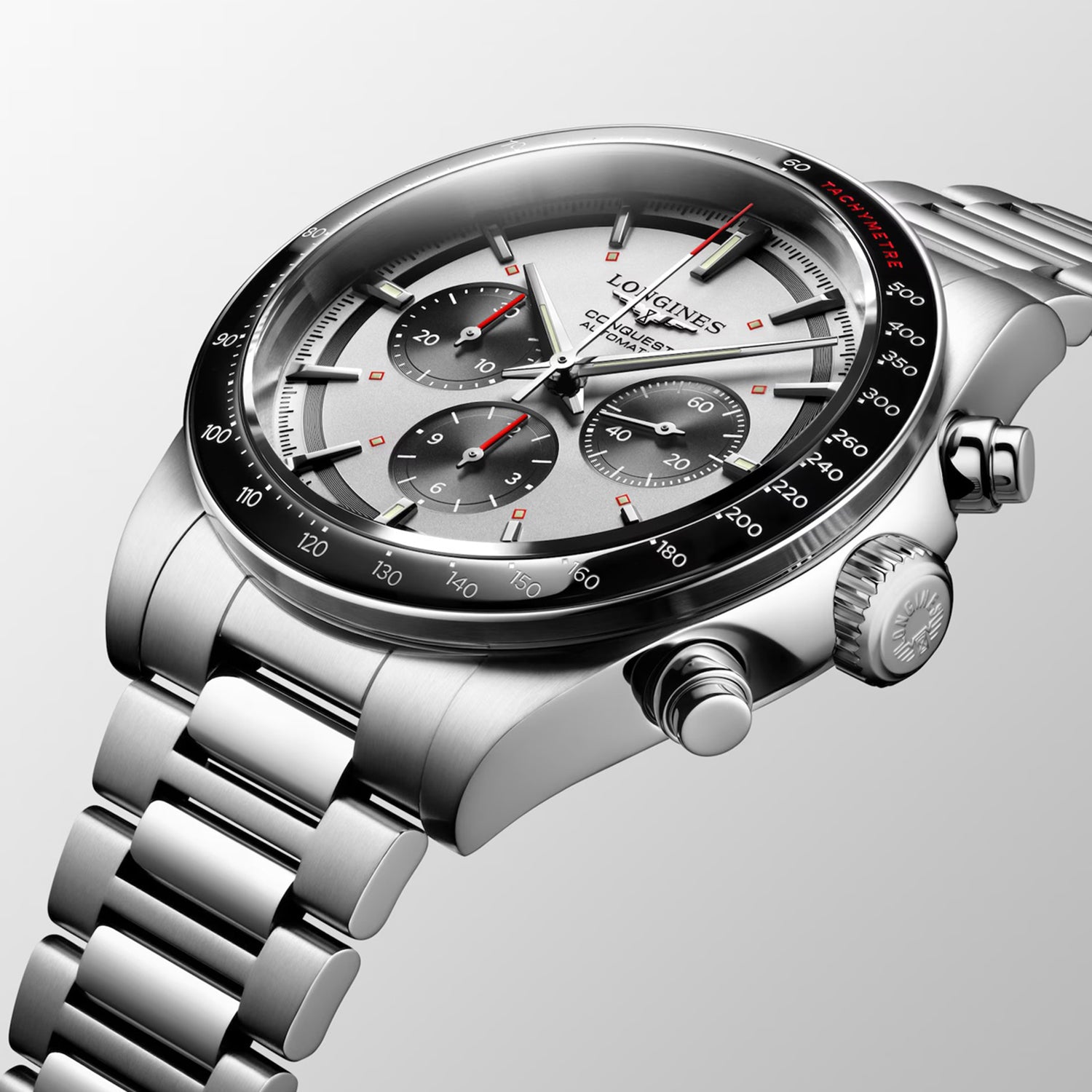 Conquest Men Automatic Silver Dial Chronograph Stainless Steel Watch L38354726