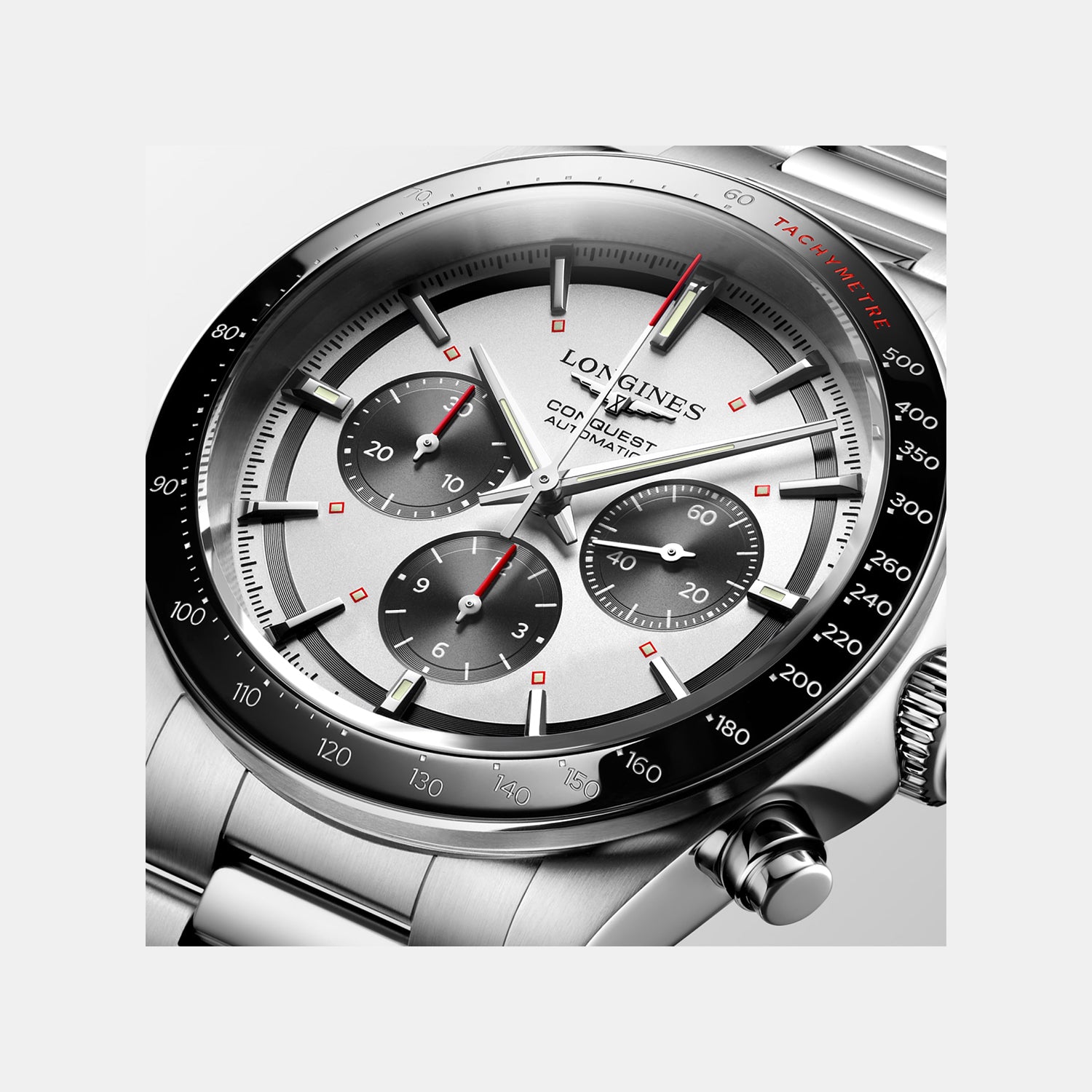 Conquest Men Automatic Silver Dial Chronograph Stainless Steel Watch L38354726