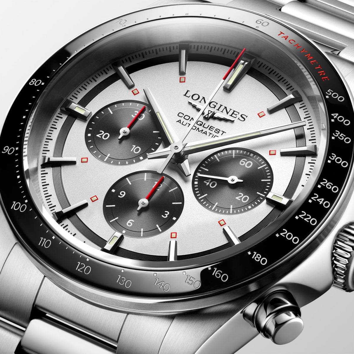 Conquest Men Automatic Silver Dial Chronograph Stainless Steel Watch L38354726