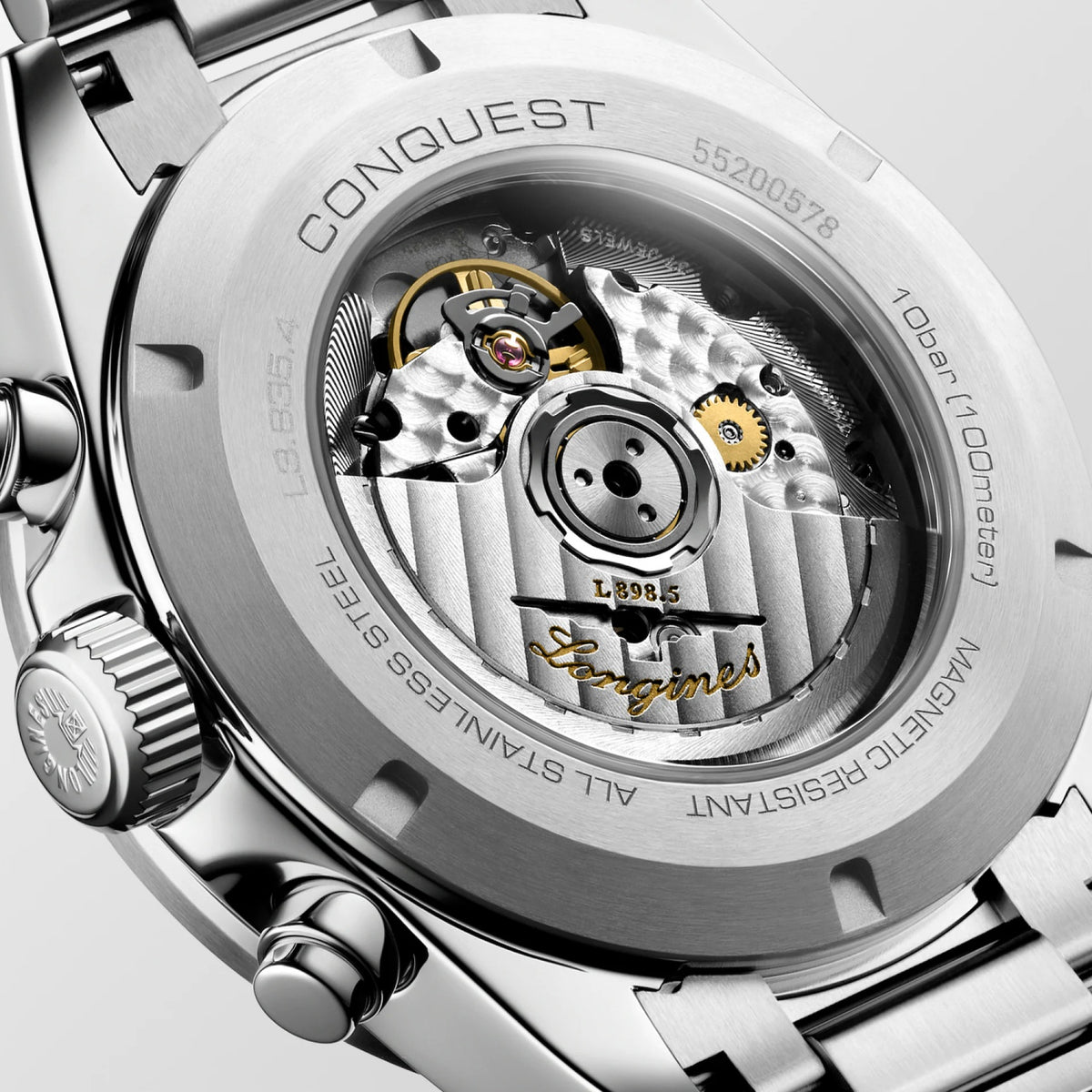 Conquest Men Automatic Silver Dial Chronograph Stainless Steel Watch L38354726